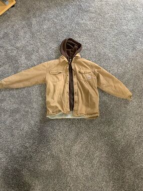Canvas Tan Work Jacket with Brown Hooded Liner by Work King